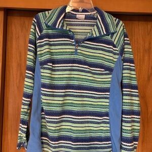Columbia Blue and Green Striped Sweatshirt